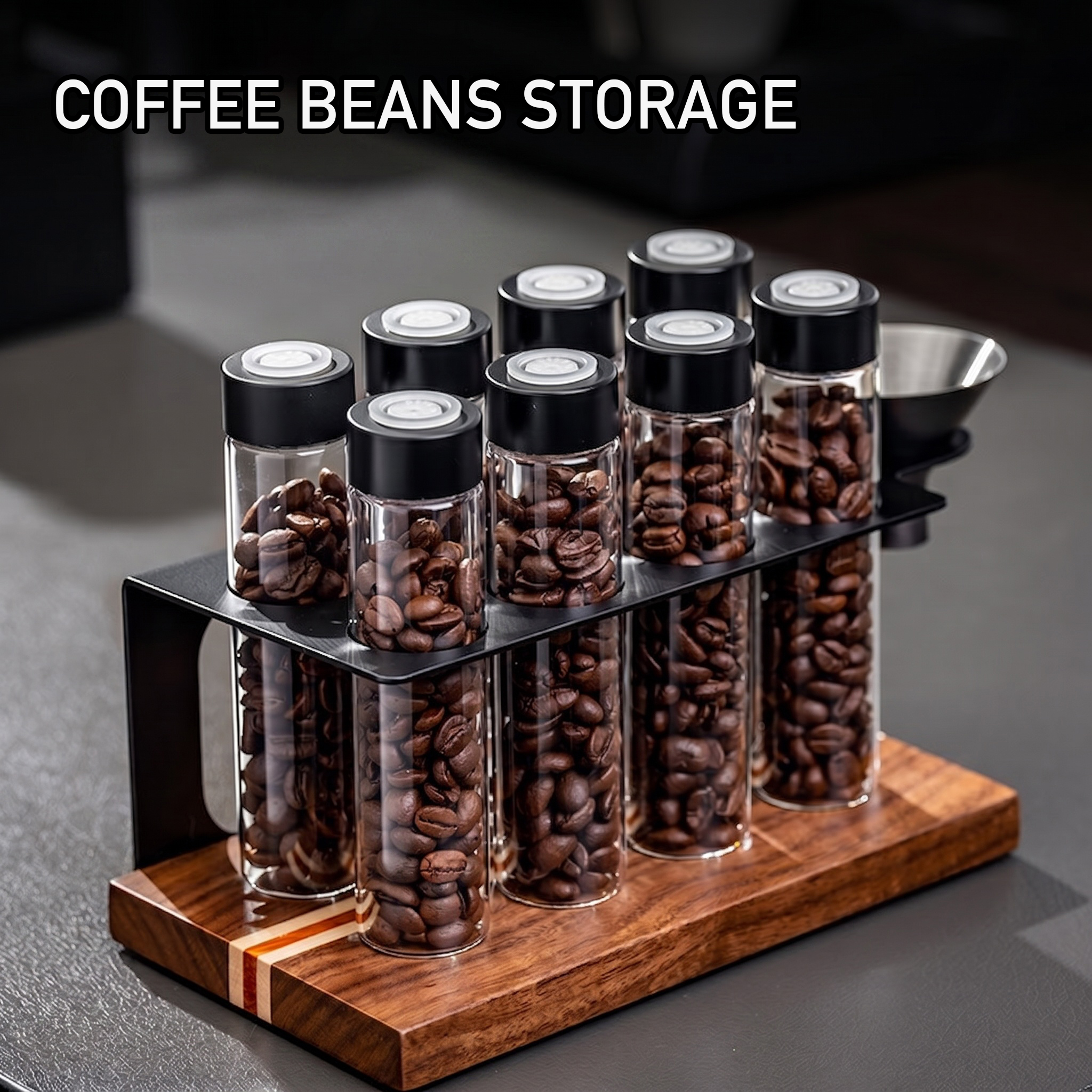 Coffee Equipment Organizer - Sealed Glass 12Tubes Coffee Beans Storage