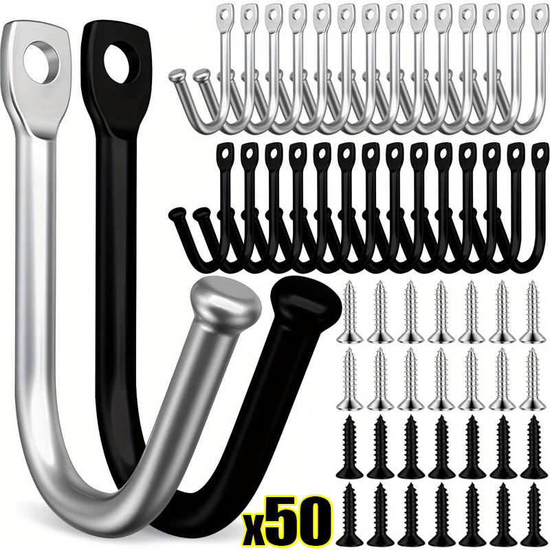 Coffee Equipment Organizer - 50/5Set J-shaped Metal Wall Hooks with