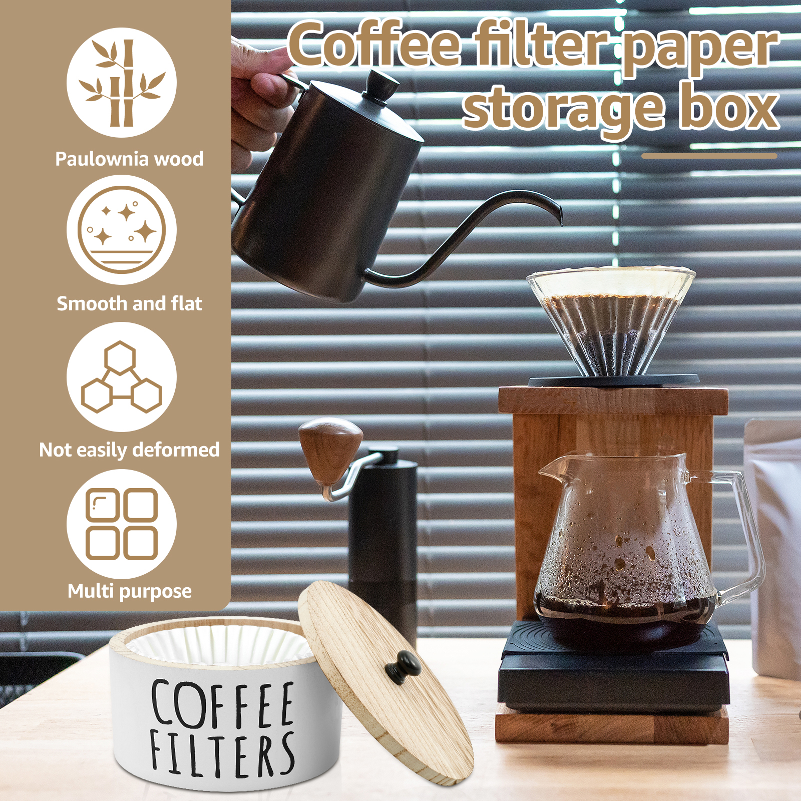 Coffee Filter Holder with Lid  - Coffee Equipment Organizer 评论和价格