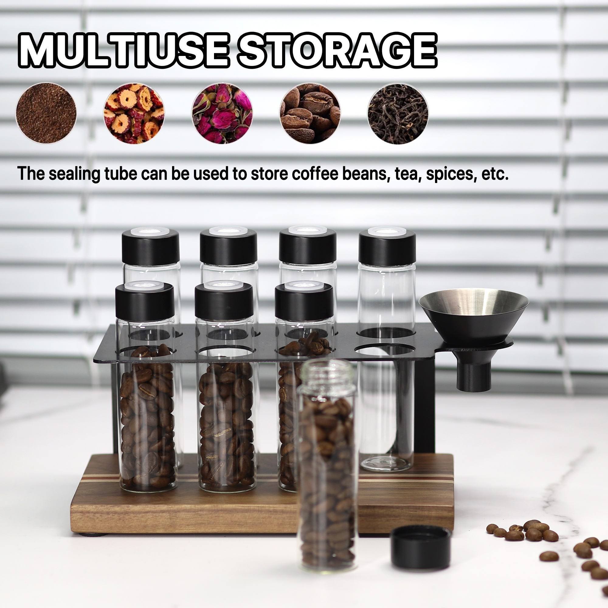 Sealed Glass 12Tubes Coffee Be - Coffee Equipment Organizer 评论和价格