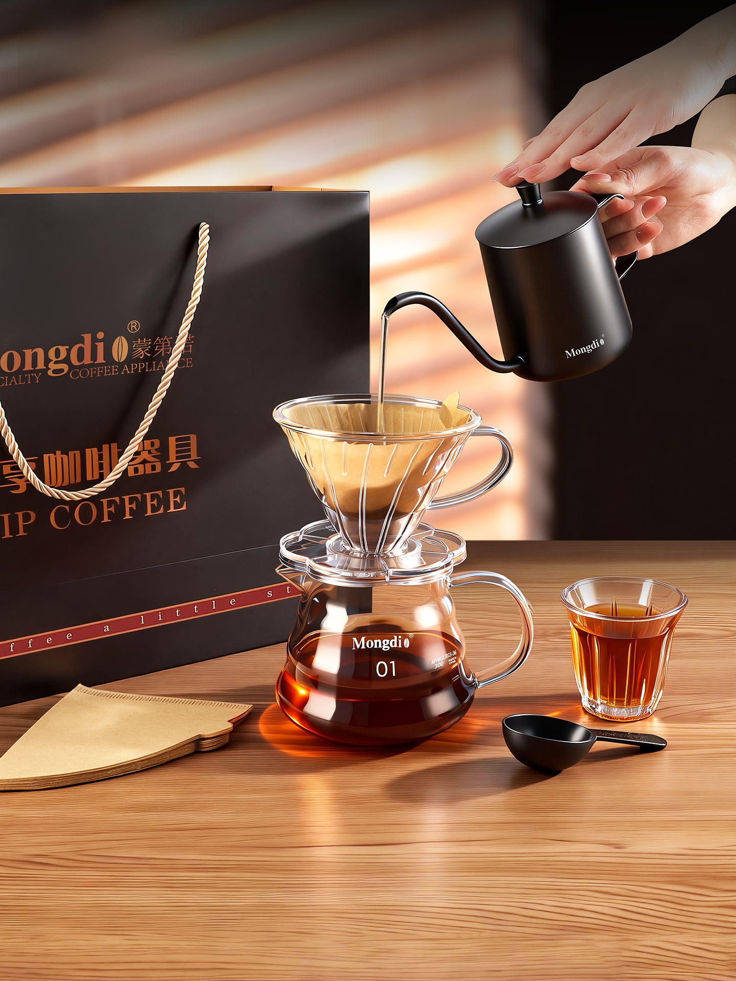 Hand-Poured Coffee Pot Set Gif - Coffee Equipment Gift Set 评论和价格