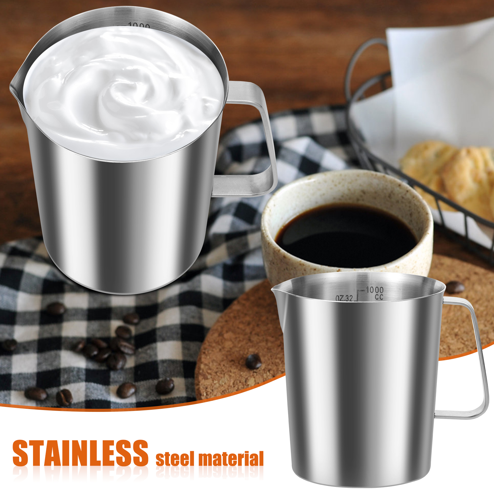 500/1000ML Stainless Steel Mil - Milk Steaming Pitcher 评论和价格